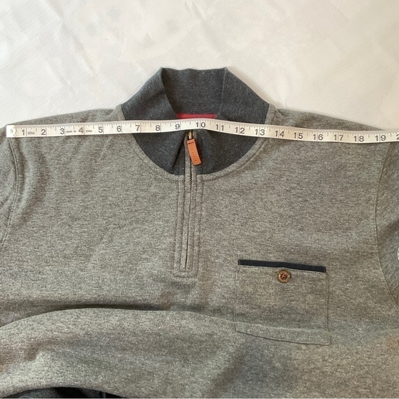 Ted Baker London 1/4 Zip Pullover Sweater Leather Trim Grey Size 7 - Picture 11 of 14